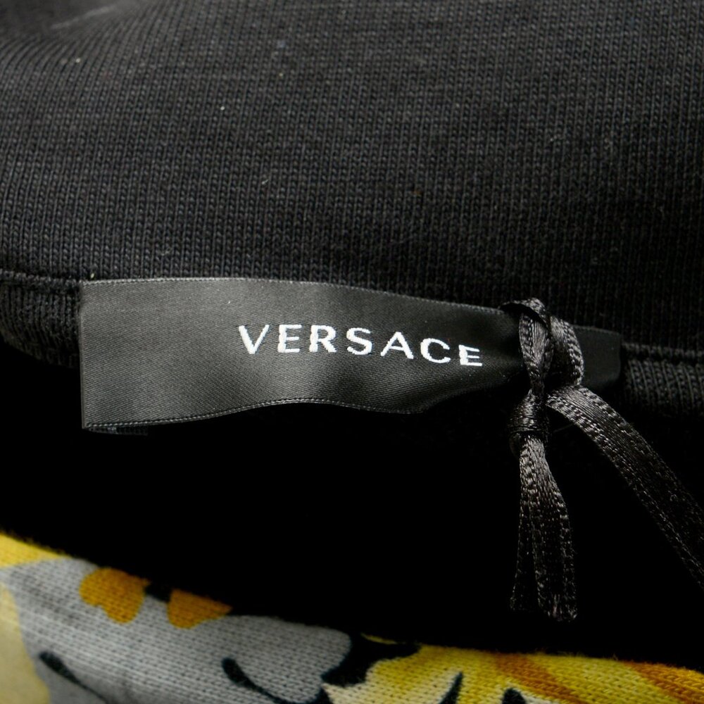 Versace Men's Black Logo Barocco Print Hooded Sweatshirt Hoodie - Picture 6 of 6